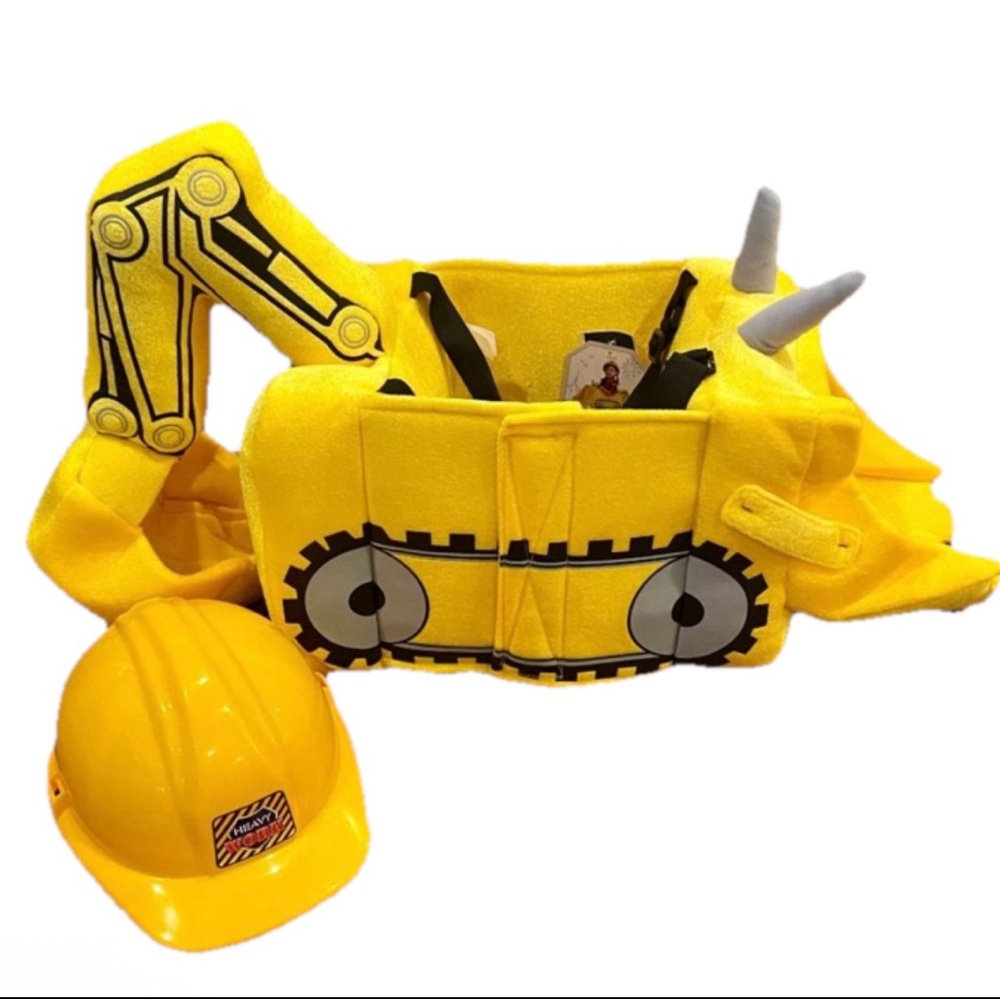 Yellow Excavator Kids Halloween Costume with Hard Hat